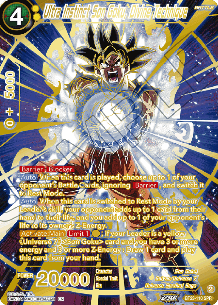 Ultra Instinct Son Goku, Divine Technique (SPR) (BT23-110) [Perfect Co