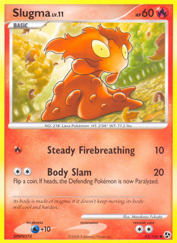 slugma pokemon card price (83/106) [Diamond & Pearl: Great Encounters] Style:Sliver Swarm Evolves from null Type 276 The First Chapter Restock