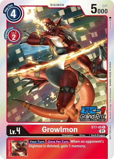 Growlmon [ST7-05] (DC-1 2022 Stamped) [Starter Deck: Gallantmon Promos]