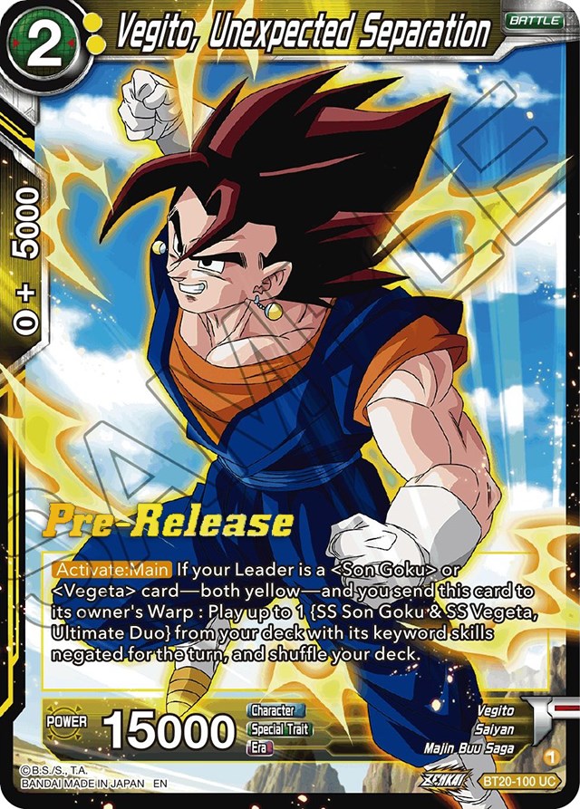 Vegito, Unexpected Separation (BT20-100) [Power Absorbed Prerelease Pr Vegito, Unexpected Separation (BT20-100) [Power Absorbed Prerelease Pr