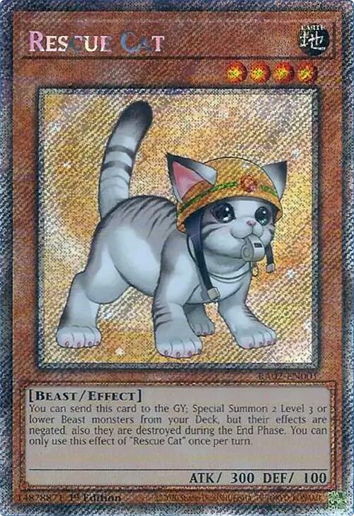 Rescue Cat (Alternate Art) (Platinum Secret Rare) [RA02-EN001] Platinum Secret Rare