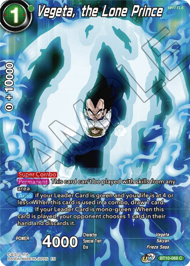 dragon ball super card game theme selection history of vegeta Vegeta, the Lone Prince (BT10-068) [Theme Selection: History of Vegeta